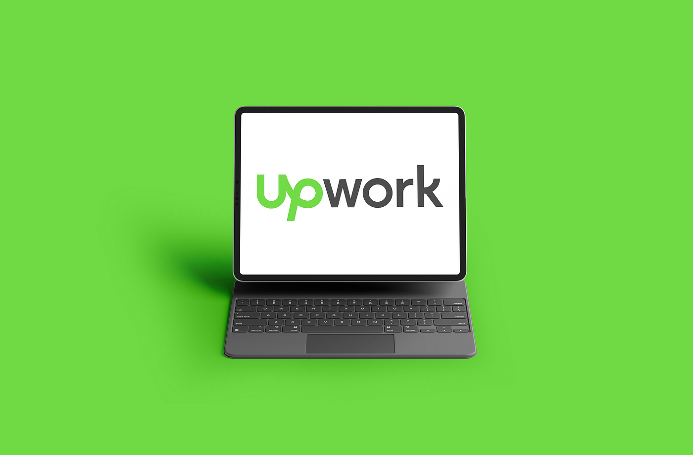 Laptop displaying the Upwork logo, representing freelancing opportunities on Upwork jobs for beginners